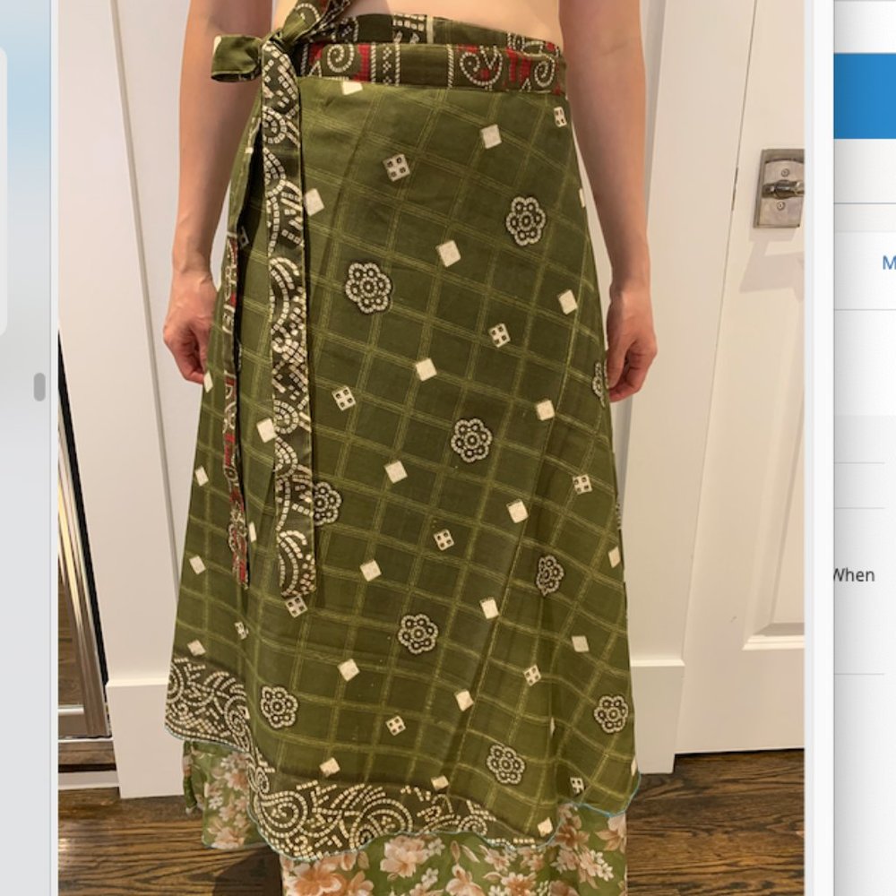 Womens Forest Green Wrap Skirt